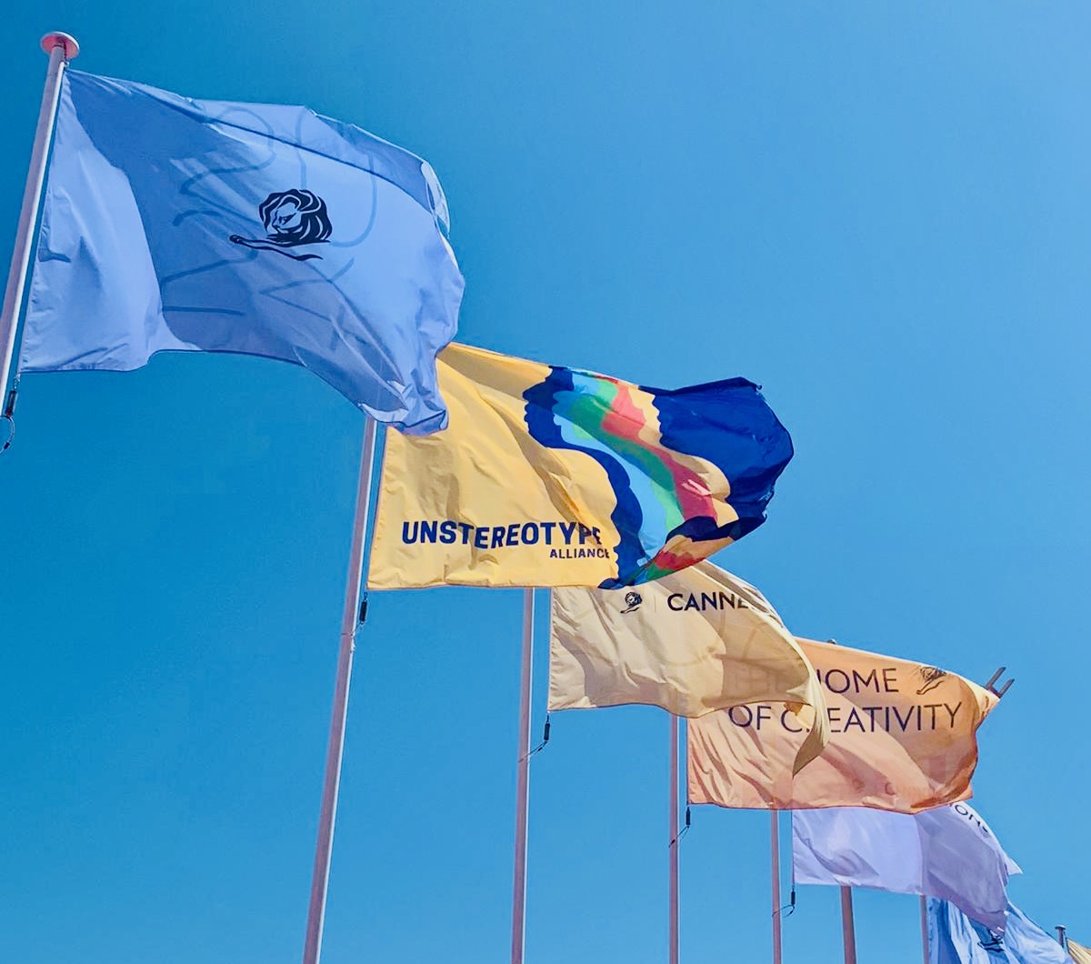 Unstereotype Alliance flag flying alongside Cannes Lions flag