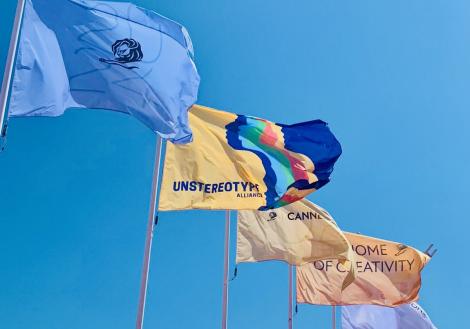 Unstereotype Alliance flag flying alongside Cannes Lions flag